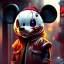 Placeholder: zombie mickey mouse hybrid, photorealism, movie screen capture, horror, sci-fi, retrofuturism,