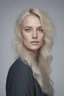 Placeholder: a photographic, photorealistic, true-to-life facial portrait of P. Niss Kockenbahls. with platinum blonde hair, blue eyes, head to waist image, professional quality, studio photograph shot on 35mm film