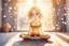 Placeholder: cute chibi yoga girl in sunshine, yoga room, watercolor and black ink outlines, sparkling golden glitter, ethereal, cinematic postprocessing, bokeh, dof