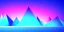 Placeholder: 3d rendering. Abstract futuristic neon background. Fantastic landscape with glowing geometric triangular frame and mountains