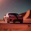 Placeholder: 3d rendering. futuristic neon car. Buried in desert sand. Lost in Time, dramatic lighting, hyper realistic, cinematic lighting