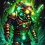 Placeholder: 90's tcg art crystal steampunk ghost diver with glowing ghostly armor and huge pauldrons fantasy glowing helmet underwater