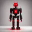 Placeholder: black and red neon geometric bipedal robot with a plus sign shape for the 'eye' in a black monochrome world