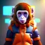 Placeholder: Monkey toddler, smile, steampunk headphone, sunglass, gangsta neckless, full body, orange puffer jacket, tokio background, dramatic lighting, hyper realistic, unreal engine 5, 16k