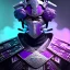 Placeholder: samurai purple masked villain in galaxy, teal and purple smoke, detailed, realistic, 4k