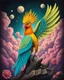 Placeholder: Lowbrow pop surrealism hallucinogenic bird of majestic beauty and glory