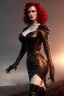 Placeholder: Christina Hendricks as evil queen in black leather gown, feminie, angry, stern look on her face, volouptous, busty, cleavage, emperious, mature, style of frank miller sin city, unreal 5, octane render,cinema4d, dynamic lighting, dramatic lighting, 4k, redshift render, highly detailed, hyper realistic, inside dungeon