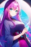 Placeholder: girl, masterpiece, best quality, cinematic lighting, detailed outfit, vibrant colors, perfect eyes, fuchsia hair, blue eyes, long hair, smile,