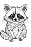 Placeholder: outline art for Raccoon Kit coloring pages with sitch, white background, Sketch style, full body, only use outline, toddlers style, clean line art, white background, no shadows and clear and well outlined.