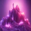 Placeholder: single pink crystal, on an altar in a foggy cave, cinematic,