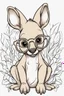 Placeholder: Outline art for cute coloring pages with kangaroo with glasses, full body, white background, sketch style, only use outline, clean line art, no shadows and clear and well outlined.