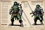 Placeholder: character concept sheet with AD&D statistics and characteristics, [high res illustration by Kevin Eastman and Peter Laird for TMNT module T04] leonardo's katana, michelangelo's nunchaku, donatello's bo staff, raphael's sai