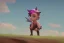 Placeholder: a tiny tiny female fairy flying, sparkly, a pig in the mud, on a farm