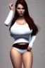 Placeholder: Thick busty girl wearing sweater and leggings