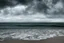 Placeholder: Surrealistic seashore, stormy clouds,