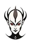 Placeholder: creepy evil bald sexy androgynous human with small demon horns. Logo style.