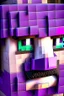 Placeholder: a close-up portrait of a purple Minecraft face, farmer, 3d, large pixel style