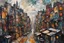 Placeholder: palette knife painting of a surreal cyberpunk city , in the Expressionist style of Egon Schiele, Oskar Kokoschka, and Franz Marc, highly detailed in muted natural colors with fine detail outlining and shading