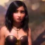 Placeholder: portrait of a teenager tanned girl with short wavy black hair and amber eyes,steampunk style,8k quality,full body shot, masterpiece, best quality,sparkling eyes, fluorescent skin, colorful makeup, highly detailed body,sun light, 4K, RAW, depth of field, high contrast, realistic details, 24mm