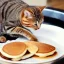 Placeholder: a cat cooking pancakes