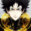 Placeholder: Detailed anime portrait of soulland from my hero academia, gold hair and golden eyes, black suit, intricate details, full body portrait, keep head in frame, slight smile, black Japanese motif, concept art, highly detailed, digital painting, concept art, sharp focus, illustration, art by Yoji Shinkawa, WLOP and greg rutkowski and alphonse mucha and artgerm and yanjun Chen and Junji ito and Makoto Shinkai, HDR, octane render