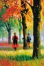 Placeholder: Trees, forest, autumn, grass, distant people, flowers, charles leickert, and konstantin korovin inpressionisn paintings
