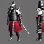 Placeholder: Modélisme trois dimensions, chat, anthropomorphique, habillé comme un samurai, armure très détaillé, armure rouge, armure argent