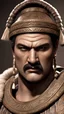 Placeholder: A Hun male, cruel look, fatty face,moustache , cinematic,photorealistic,390 bc