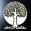Placeholder: please draw a tree estilized, Round, with its branches and leaves forming a circle, only the silhouette, adapted for laser cutting