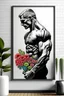 Placeholder: bodybuilder profile floral wall art