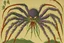 Placeholder: A purple undead elemental spider wraith designed in Javanese shadow puppets painted by Utagawa Hiroshige