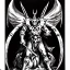 Placeholder: Devil demon satan king knights war code prophecy black and white