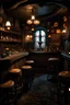 Placeholder: Un bar de ambiente oscuro, donde diminutas personas crean una atmósfera única. Las paredes, cubiertas de hongos y pátina, cuentan historias de antigüedad y misterio. Un rincón singular donde lo bizarro se encuentra con lo fascinante.