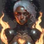 Placeholder: Ana de Armas, tom Bagshaw art style, high detail, high quality, ebony goddess, heater, iron coil heater, gears, steam, steal ribcage, steal breastplate, white hair, fire heart, heart on fire, metal made, 4k, high resolution. full detail. digital art, anime.