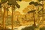 Placeholder: A yellowish orange colored rainforest with mangroves designed in African pottery painted by Katsushika Hokusai