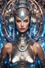 Placeholder: photography front view of super model Russian beautiful woman as dj player,headphones ,dressing mech in transformative style, his metallic skin gleaming with intricate textures and intricate details, captured in an ultra-realistic style that blurs the lines between reality and imagination,cosmic spaceship background