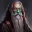 Placeholder: dnd, fantasy, wizard, portrait, face, close up, long beard, black hair, angular features, long, slender, old, professor