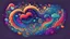 Placeholder: Cute cartoon animated trippy psychedelic multicolor galaxy swirling within a cartoon love heart
