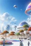 Placeholder: ville futuriste ultra moderne, ufos, rainbows,intergalactic city