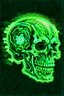 Placeholder: Skull being electrified, 80s airbrush artwork style, bright colored retro ... pixel art 16bit retro style ..