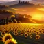 Placeholder: Golden hour,Tuscany hills, campi di girasoli, cipressi, Italian town,landscape magical, detailed, 8k resolution concept art by Greg Rutkowski,dynamic lighting, hyperdetailed, intricately, volumetric lighting, Alphonse Mucha