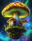 Placeholder: A floating island mushroom house in space. yellow green blue cosmic, deep space nebulas. Detailed gloss Painting, bright color, fantastical, intricate detail, splash screen, hyperdetailed, insane depth, concept art, 8k resolution, trending on Artstation, Unreal Engine 5, color depth, backlit, splash art, dramatic, High Quality Whimsical Fun Imaginative, good composition