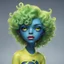 Placeholder: Cute cyclops, blue skin, lime green hair, curly yellow eye, glossy lips, one eye