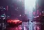 Placeholder: 3D, beautiful, light reflecting, empty future city at night, rainy night, neon, cyberpunk, tron, robots walking, 8k, finely detailed, photo realistic