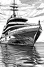 Placeholder: Outline art, no shading, yatch, black and white, low detail, --ar 9:11