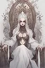 Placeholder: Vampire queen with white hair sitting on throne