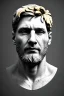 Placeholder: Ultra Realistic image, Roman sculpture, white marble material, Lionel Messi, gold Laurel leaves wreath, renaissance ornaments, chisel style, waist up portrait, epic, celestial, cinematic lighting, God light, god rays, 4k resolution, smooth details, ornate details, soft lighting, unreal engine 5, marble background.