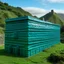 Placeholder: A greenish blue great wall fortress designed in Maori sculptures painted by Cai Jia