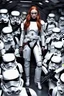 Placeholder: [Sophie Turner] Rounding a bend, Sophie spotted a storage alcove and slipped inside. Crates were piled haphazardly, but among them was a lifeless rebel trooper. His vac-suit was a poor substitute for stormtrooper armor, but it would have to do. Sophie stripped the body quickly, ignoring the sick feeling in her gut. Once clad in the rebel gear, she hurried down the passageway, hoping to blend in long enough to locate an escape pod. The ship was on high alert; groups of rebels rushed