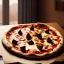 Placeholder: Delicious realistic pizza, sunset, light from window, shiney texture, unreal engine 5, 8k resolution, photorealistic, ultra detailed, by greg rutowski